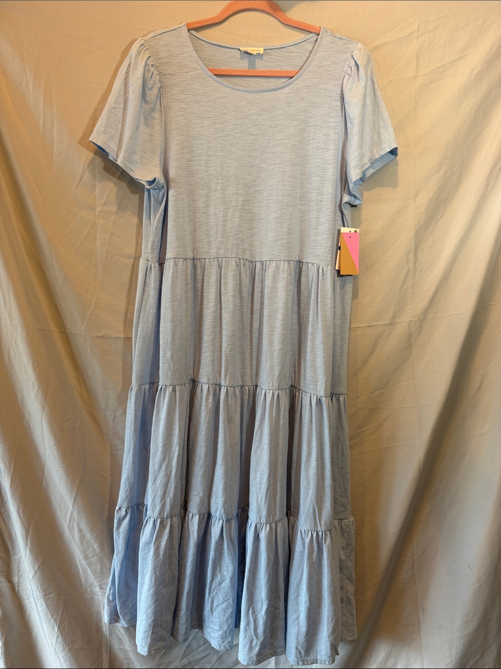 Riley & Rae Light Blue Tiered Midi Dress